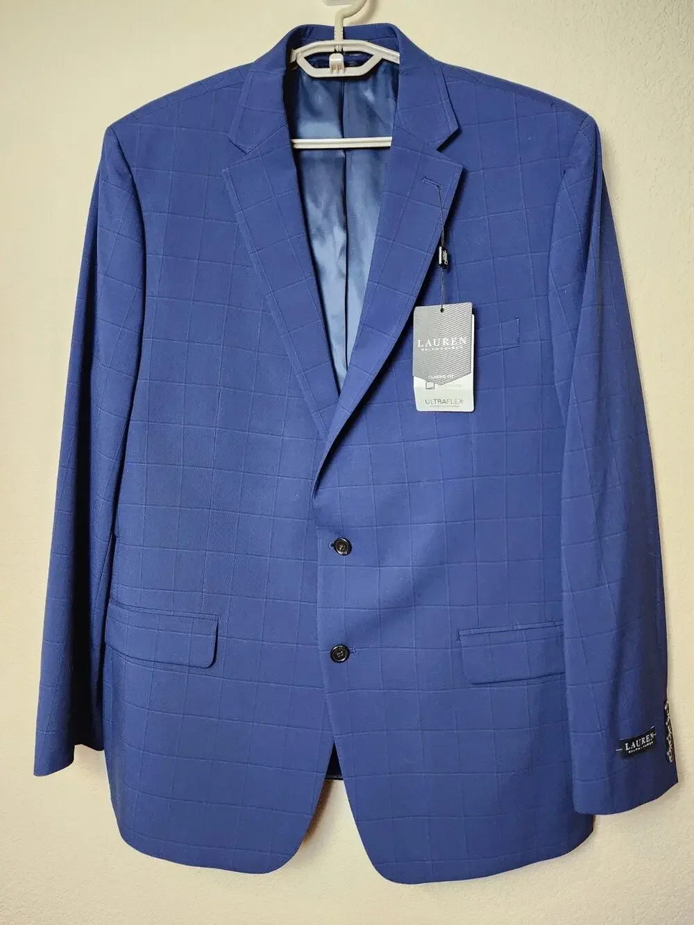 Ralph Lauren Mens UltraFlex Classic Fit Suit Jacket Blazer Navy Blue 46L NWTs